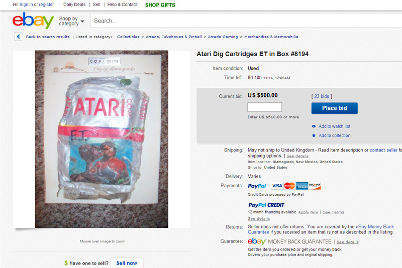 Atari Landfill Excavation Cartridges Up For Auction On eBay