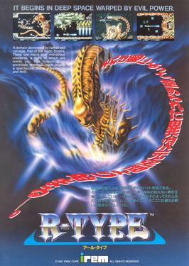 R-Type arcade flyer — the R-9 Arrowhead against the Bydo empire