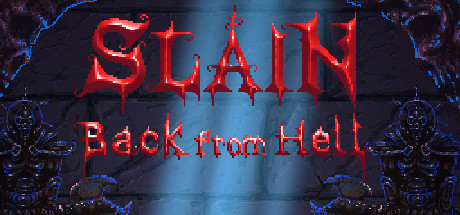 Slain: Back from Hell key art showing Bathoryn raising his sword over a gothic landscape