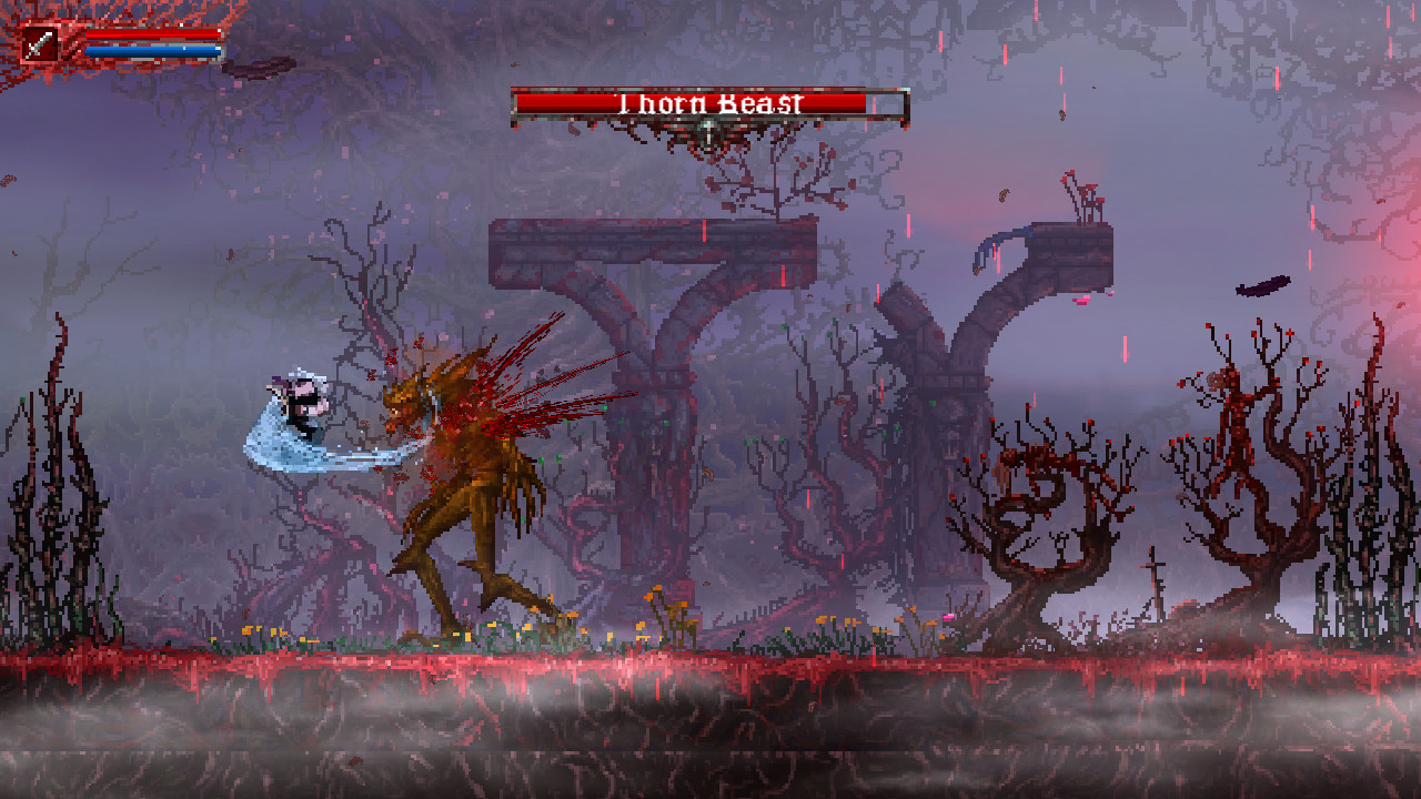 Bathoryn fighting the Thorn Beast boss in Slain: Back from Hell