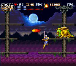 ActRaiser gameplay — side-scrolling action as a god's avatar fighting monsters