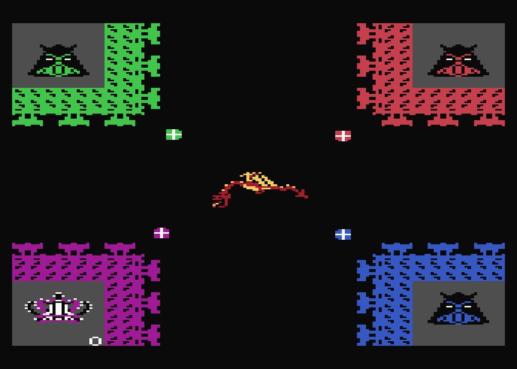 Castle Crisis on the Atari 5200 — four castles, four kings and the dragon in the homebrew Warlords tribute