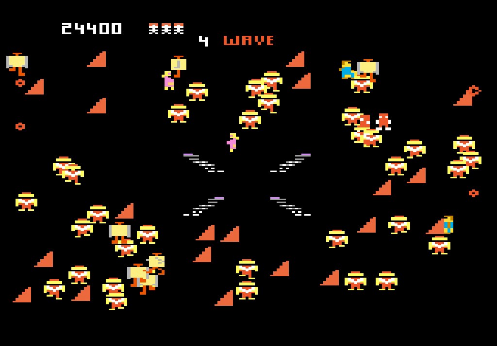 Robotron 2084 wave 4 on the Atari 7800: the last human family besieged by the robot horde
