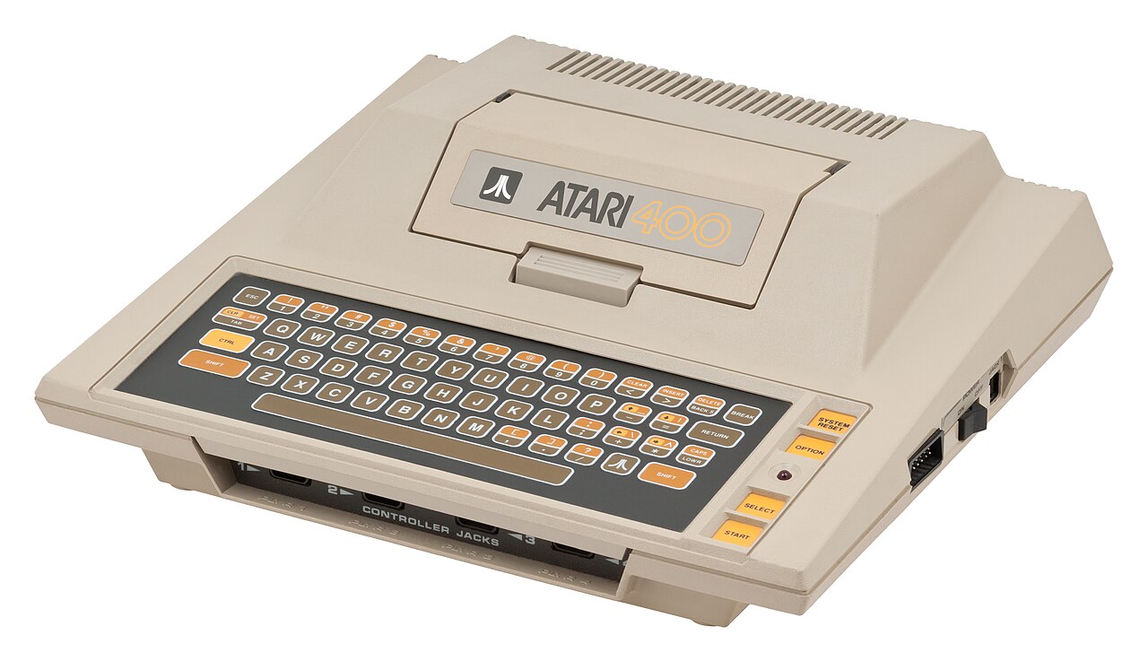 The Atari 400 computer with its membrane keyboard
