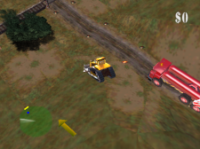 Blast Corps on Nintendo 64 — a demolition vehicle working beside the missile carrier's road