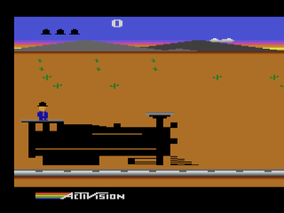The locomotive, still waiting for its wheels — one of several graphical elements the 1983 build never received