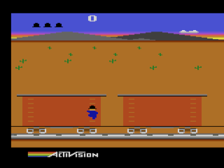 Kelly jumping the gap between boxcars — most of the prototype's "gameplay" is this one elegant run