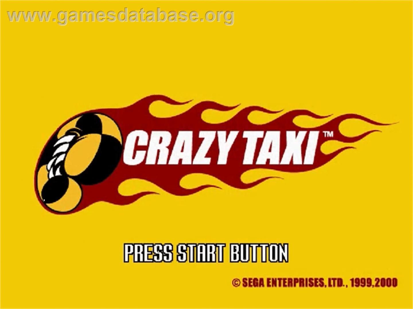 Crazy Taxi title screen on Dreamcast with the flaming logo