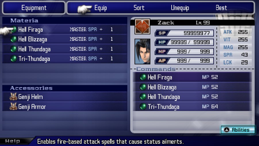 Crisis Core PSP gameplay, Zack facing a summon-scale threat