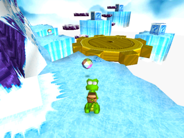 Croc on ice in the 1997 original Croc: Legend of the Gobbos
