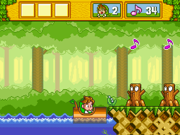 DoReMi Fantasy gameplay — Milon in a bright, storybook platform world