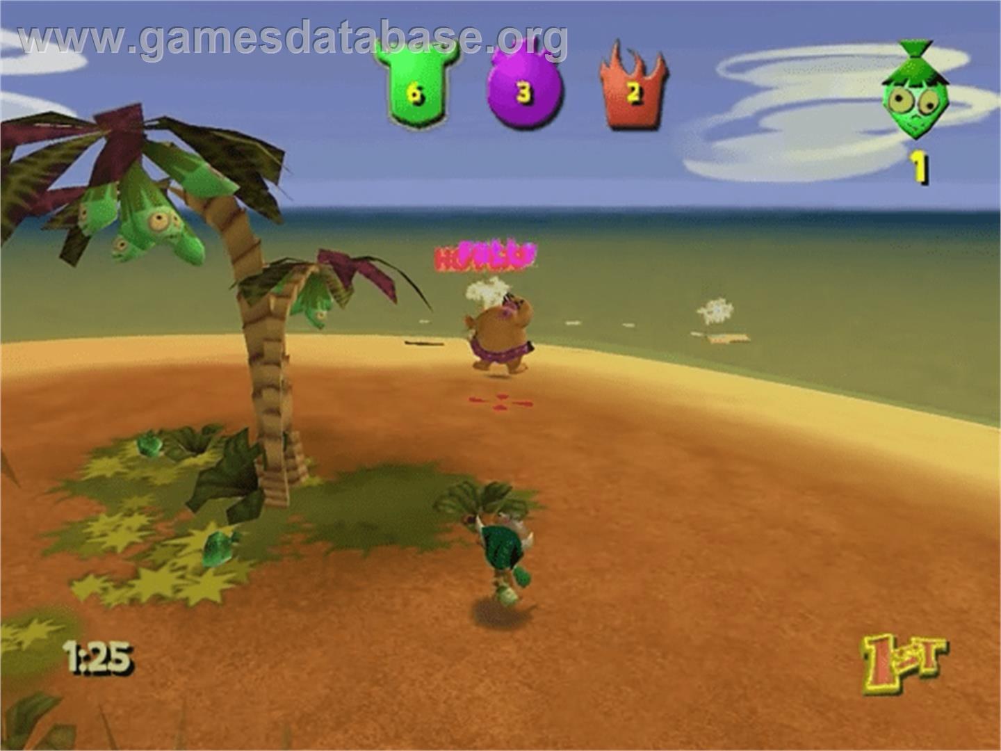 Ooga Booga gameplay on Dreamcast, witch doctors battling on a tropical island