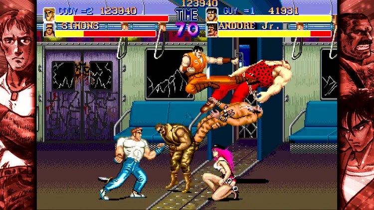 Two-player co-operative brawling in Final Fight CD on Sega CD