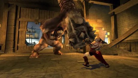 God of War Chains of Olympus PSP gameplay, Kratos fighting with the Blades of Chaos
