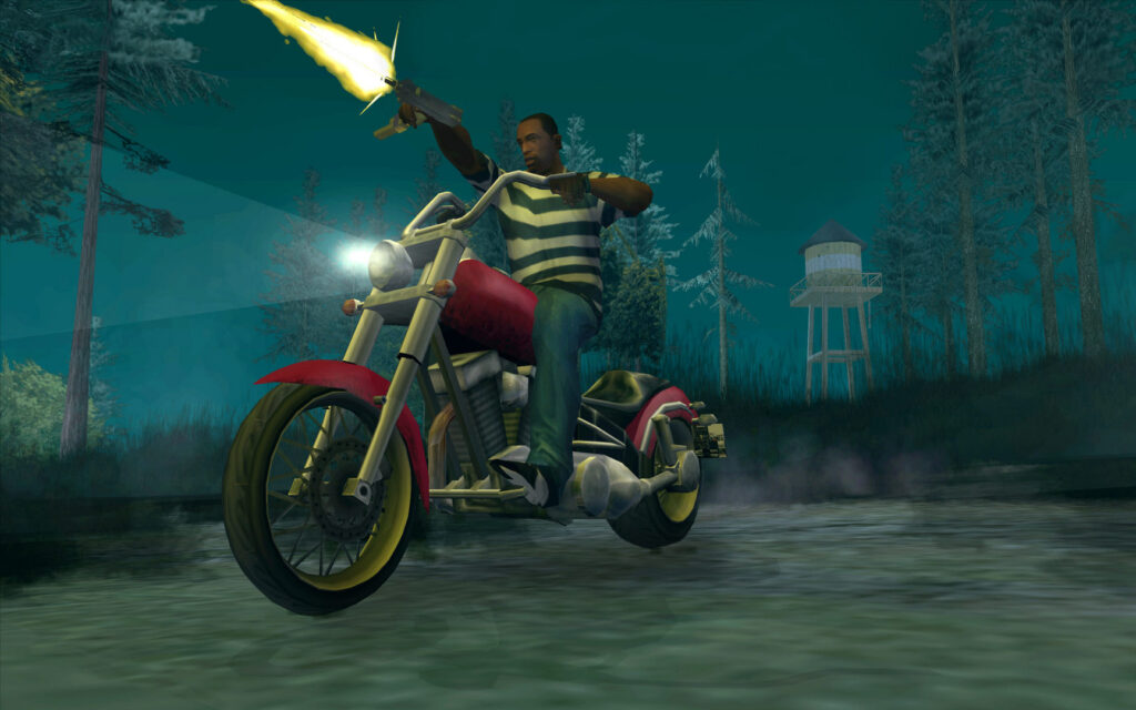 Grand Theft Auto: San Andreas — a night ride through the countryside