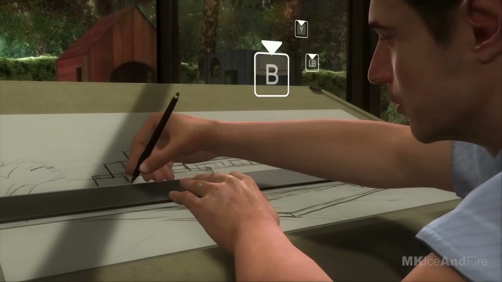 Ethan at his architect's drawing board in Heavy Rain on PlayStation 3