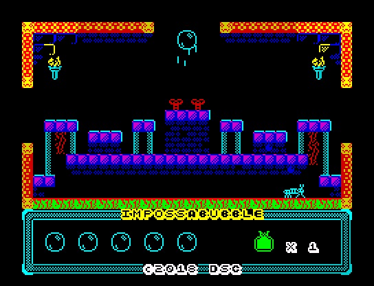 A typical room: braziers, purple platforms, something with claws patrolling below — and the bubble, aloft and fragile.