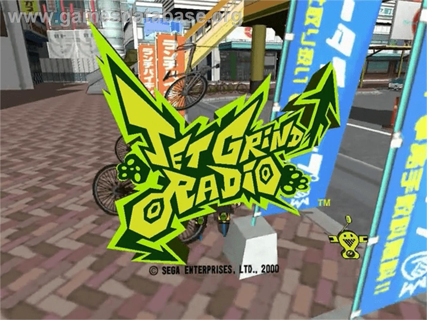 Jet Grind Radio title screen on Dreamcast, the game's North American name