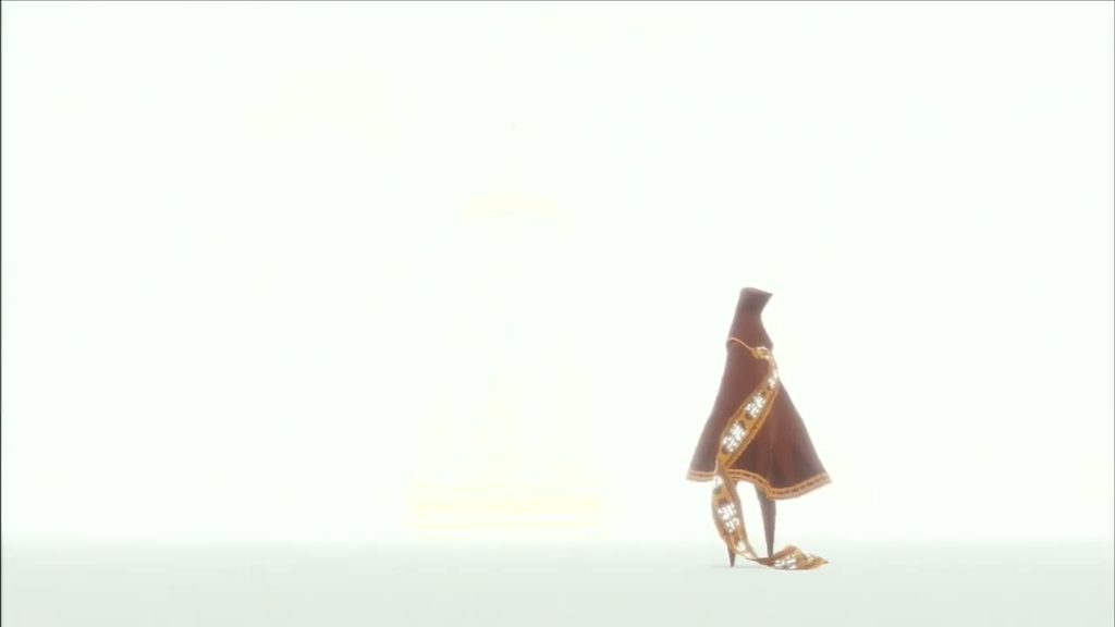 The traveller in the white light of the finale of Journey on PS3