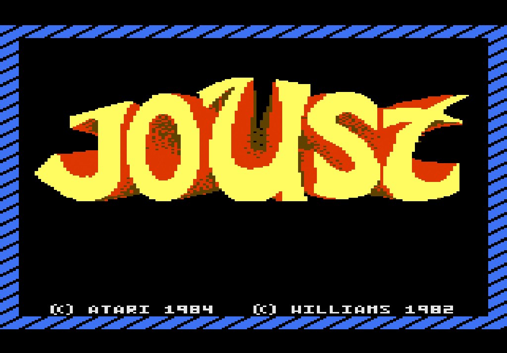 Joust title screen on the Atari 7800, Atari 1984 and Williams 1982 credits
