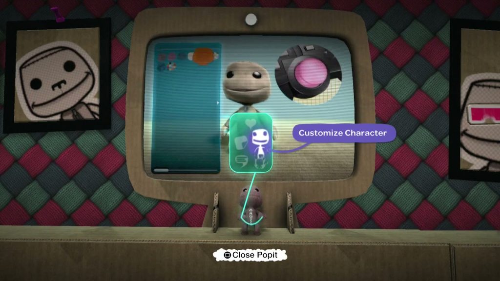 Customising Sackboy in the Popit menu in LittleBigPlanet on PS3