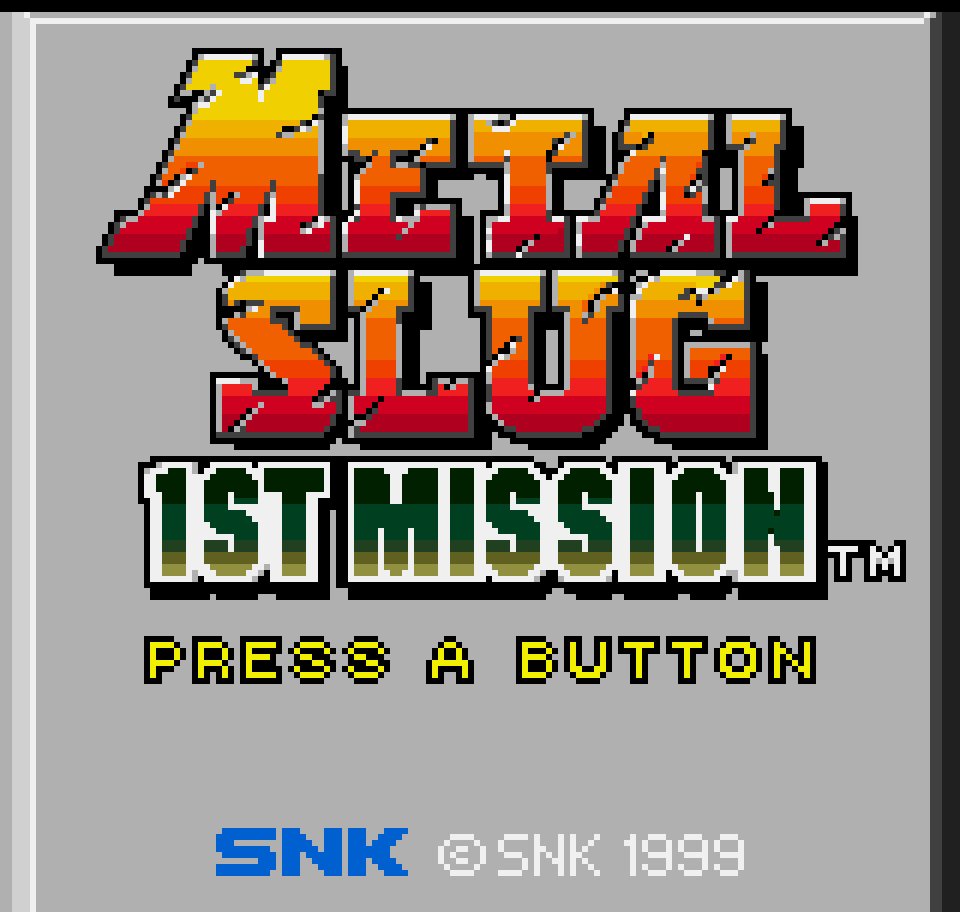 Metal Slug: 1st Mission title screen on Neo Geo Pocket Color