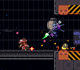 Metal Warriors gameplay — a giant mech suit battling on foot and in the air