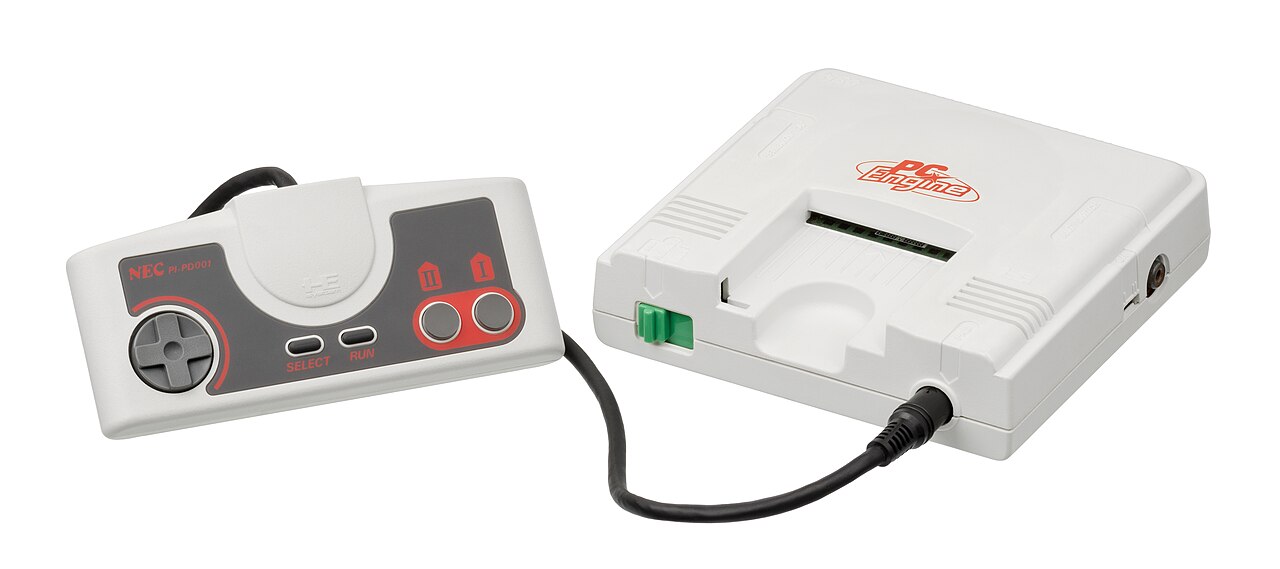 The NEC PC Engine console with its controller