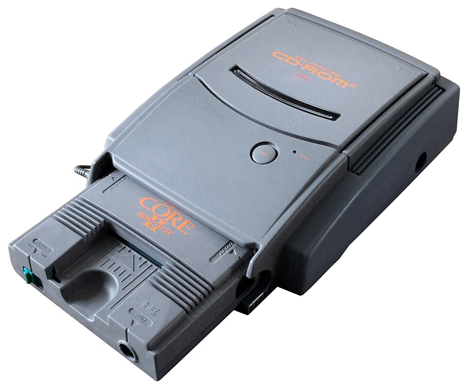 PC Engine CoreGrafx II console attached to a Super CD-ROM2 drive
