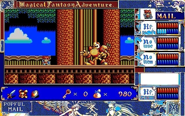 Mail exploring a colourful stage in Popful Mail on Sega CD
