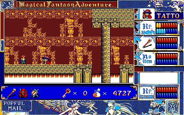 One of Mail's companions in action in Popful Mail's tag-team platforming