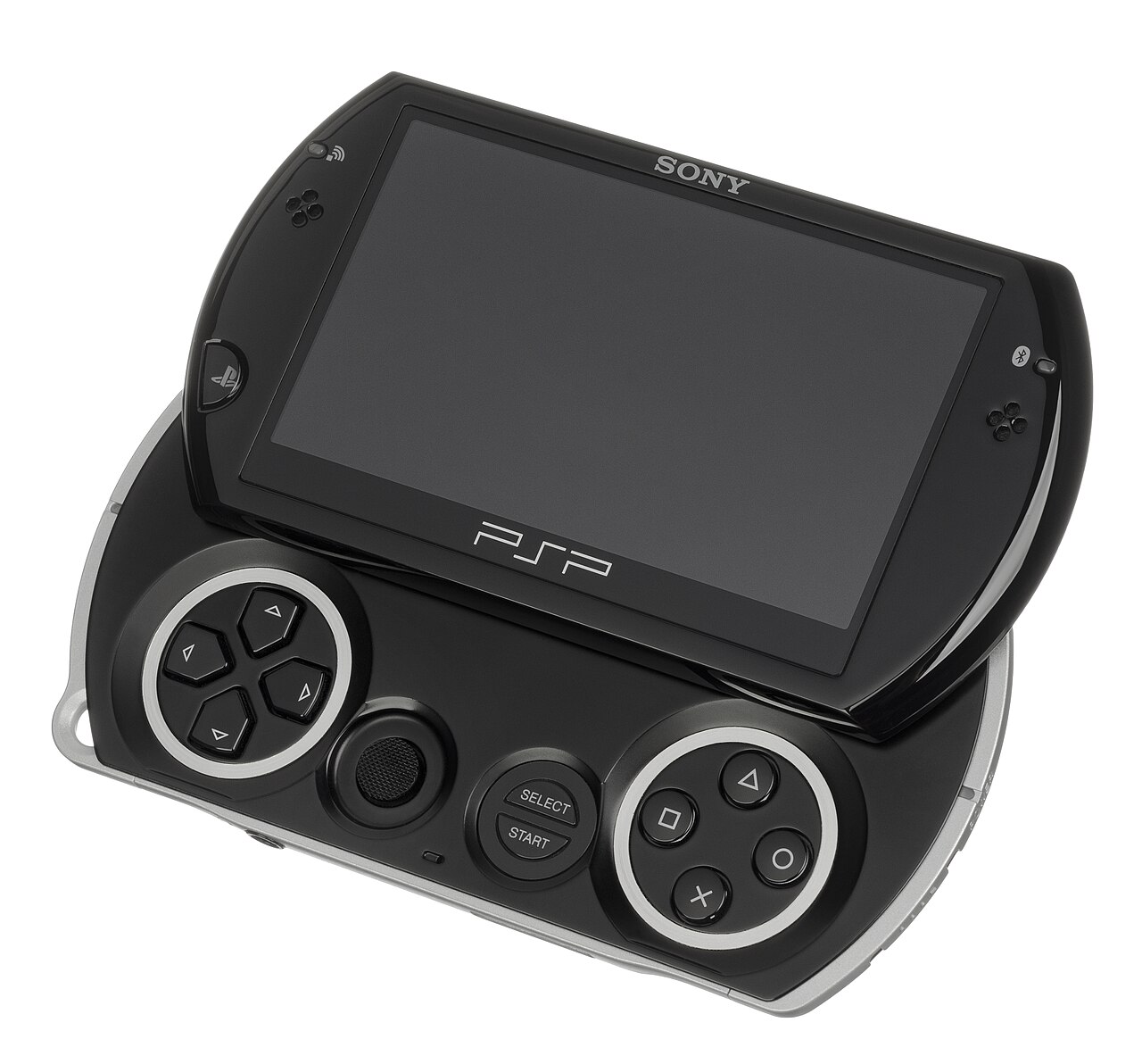 The PSP Go with its screen slid open