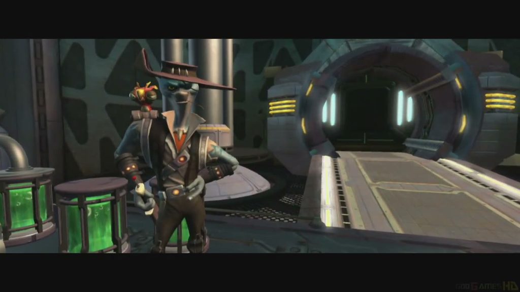 A hangar cutscene in Ratchet and Clank Tools of Destruction on PS3