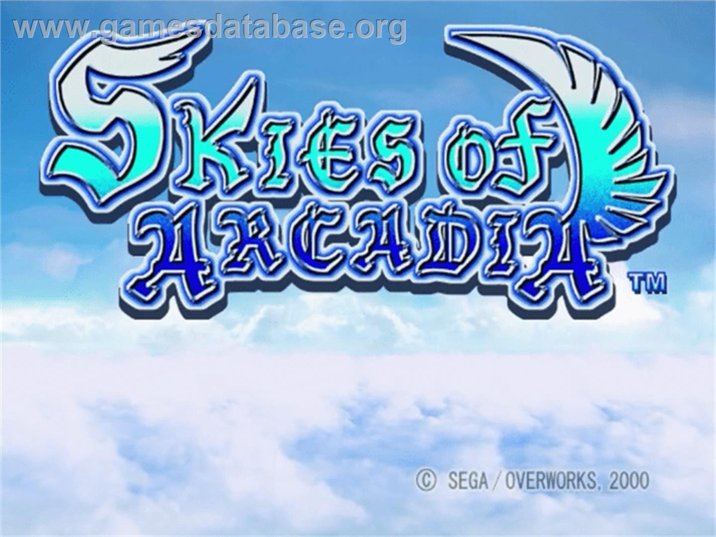 Skies of Arcadia title screen on Dreamcast