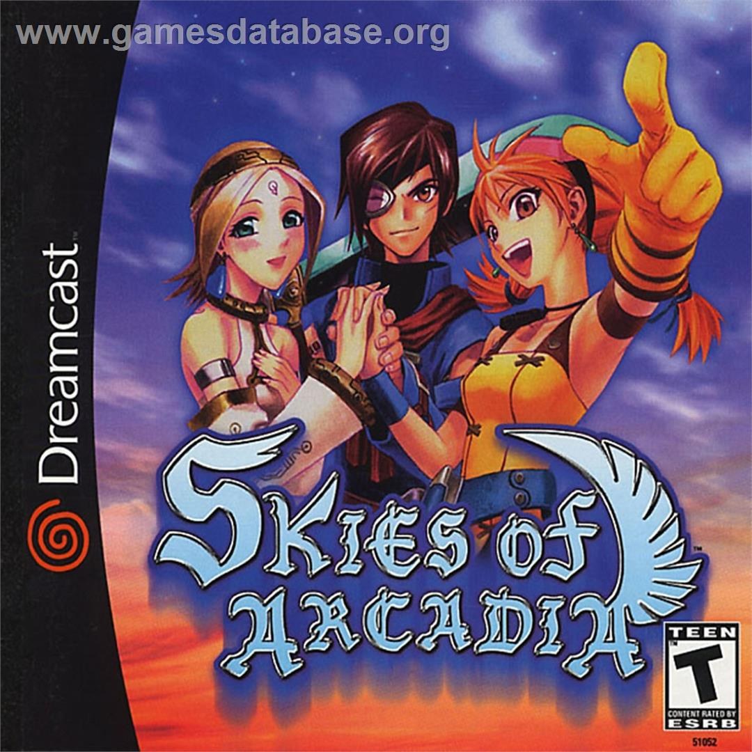 Skies of Arcadia Dreamcast box art with Vyse, Aika and Fina