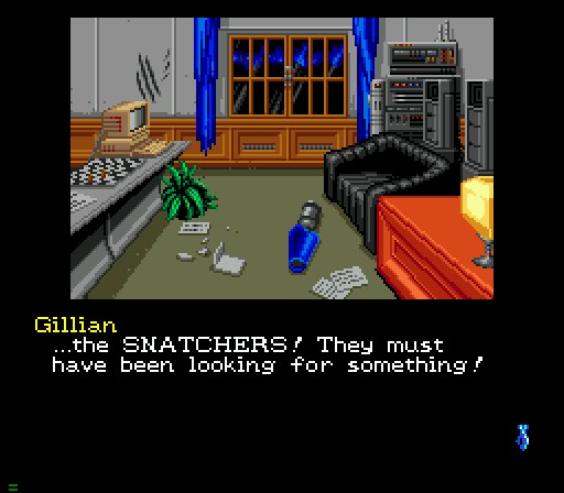 Investigating a location in Neo Kobe in Snatcher's adventure interface