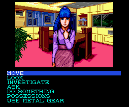 Snatcher adventure scene with menu commands