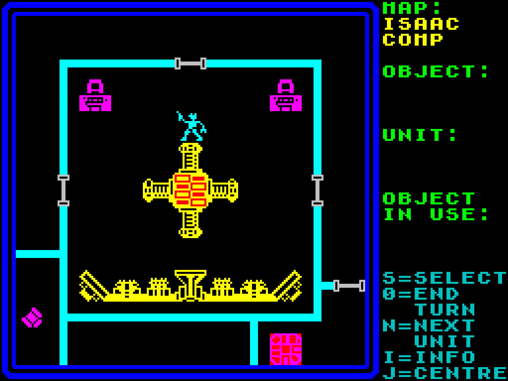 Rebelstar tactical gameplay on the ZX Spectrum, raiders moving through the moonbase