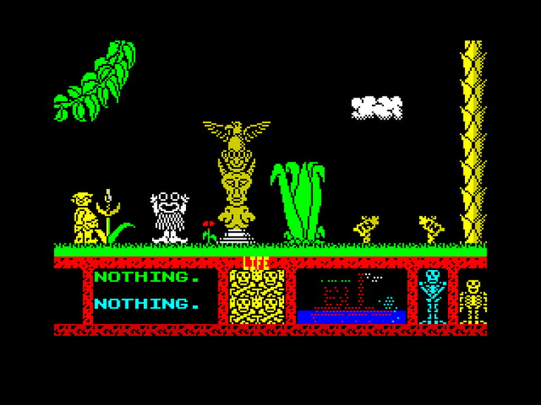 Three Weeks in Paradise gameplay on the ZX Spectrum, Wally Week rescuing his family on the island