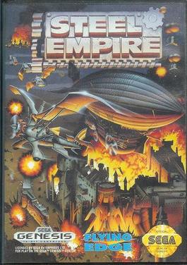 Steel Empire cover art showing the steampunk airship and biplane