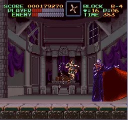 Simon Belmont facing Dracula in the final battle of Super Castlevania IV