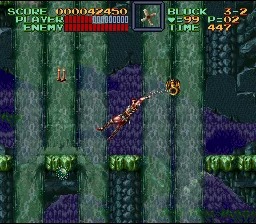 The waterfalls of the sunken city stage in Super Castlevania IV