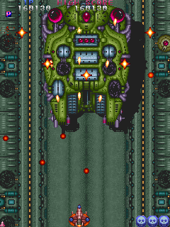 Truxton arcade screenshot showing the vertical shooter action of the original Tatsujin