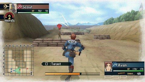 Valkyria Chronicles II PSP gameplay, tank and infantry advancing