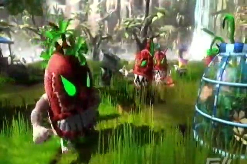 Viva Piñata on Xbox 360, a sour Macaraccoon prowling the garden's edge